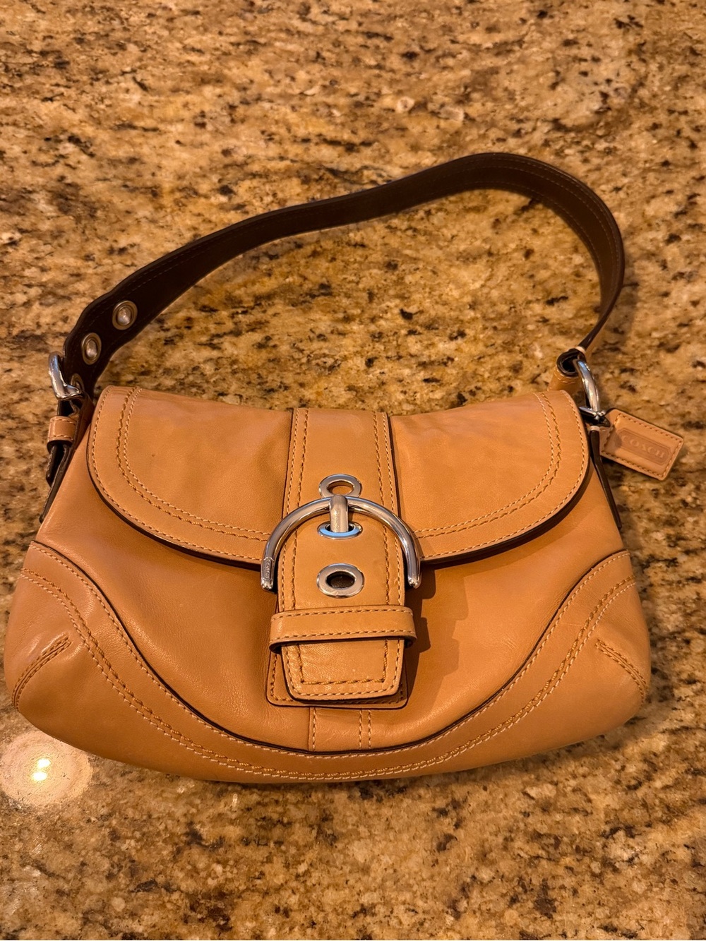 Coach Y2K British Tan Leather Soho Flap Shoulder Bag